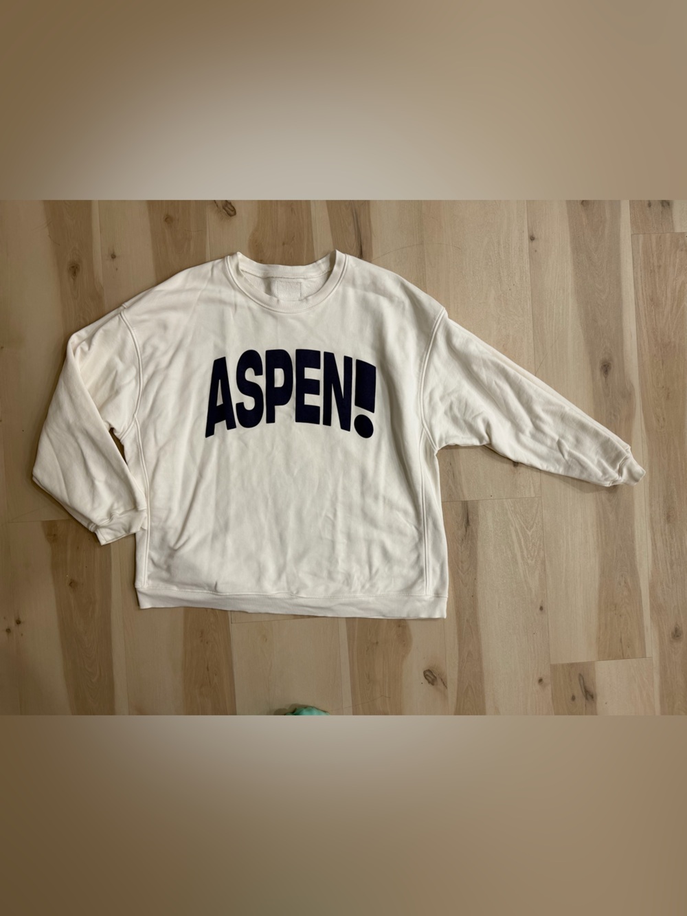 Daily Drills Cream Crewneck Sweatshirt with Navy ASPEN Logo
